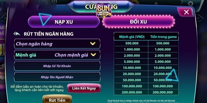 Giới Thiệu Sun52: Sân Chơi Đẳng Cấp Hàng Đầu Châu Á 3 Nạp rút tiền vô cùng đơn giản